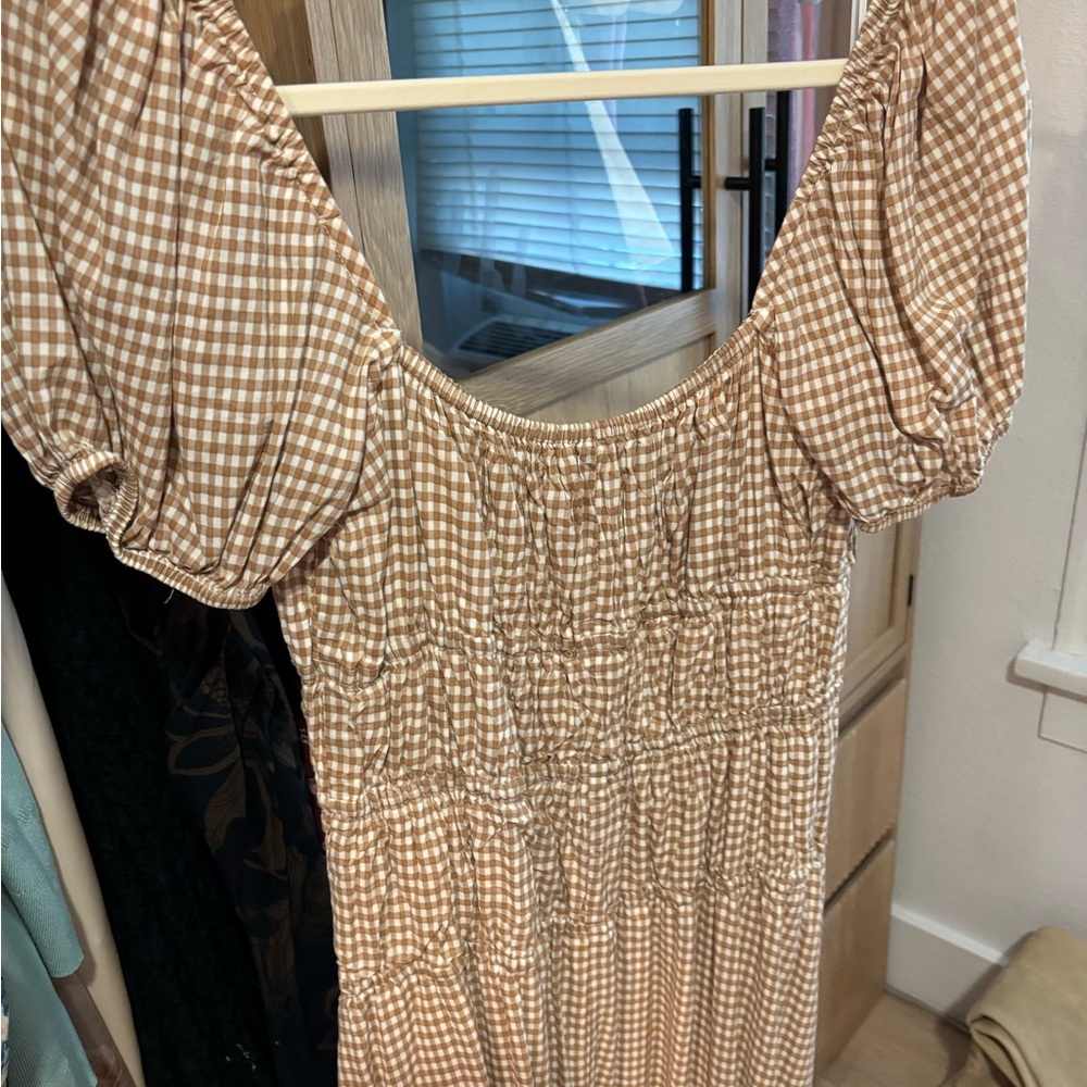 Reformation Tan and White Gingham Maxi Dress - Picture 3 of 3